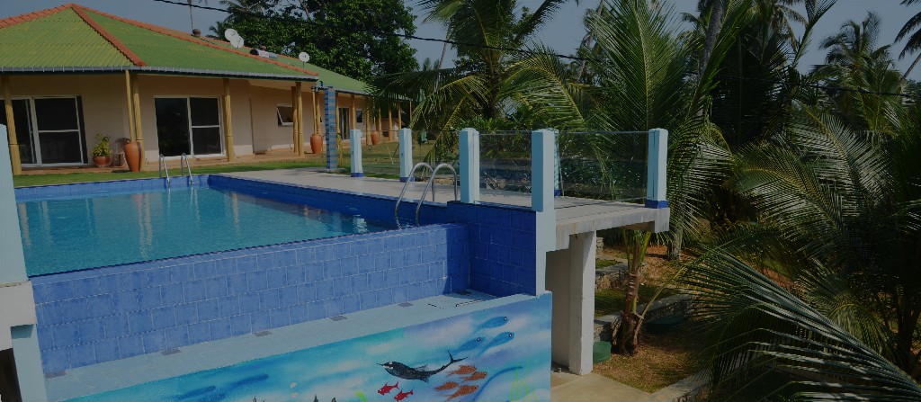 Salt water infinity swimming pool at Hill Top Boosa resort, Galle